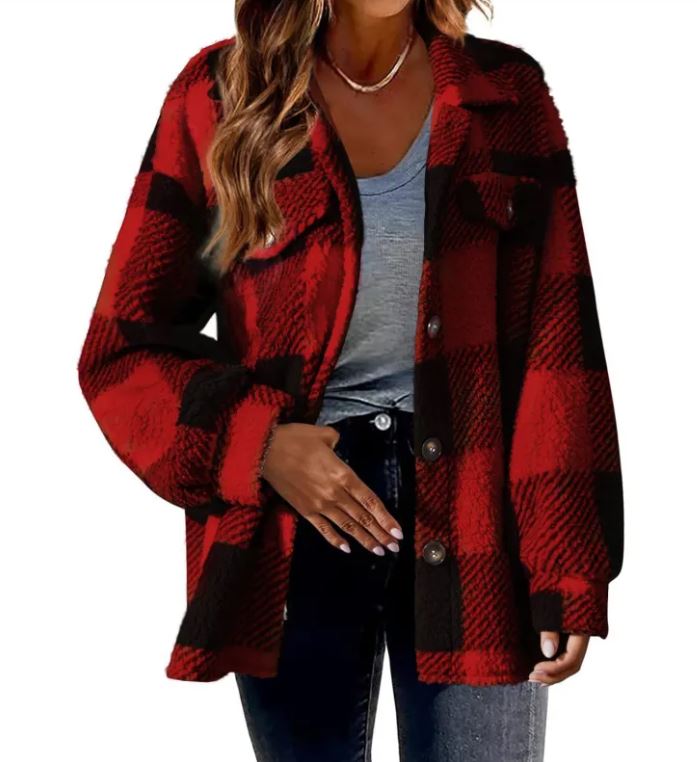 Plush Plaid Women's Thermal Plaid Pattern Jacket