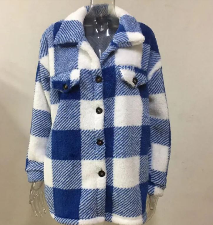 Plush Plaid Women's Thermal Plaid Pattern Jacket