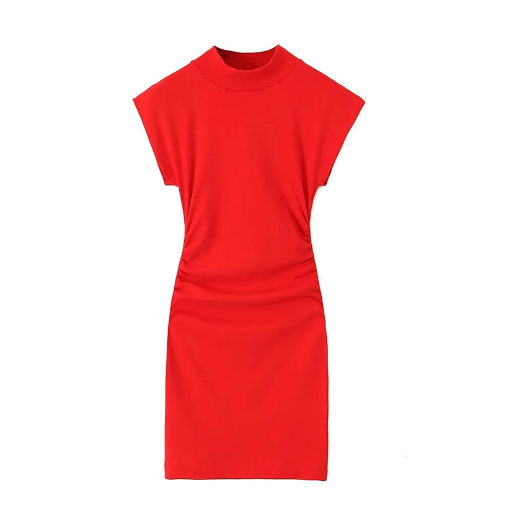 Autumn Women's Slim Fit Dress with Pleated Details