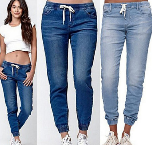 Trendy Women’s Drawstring Denim Lantern Pants