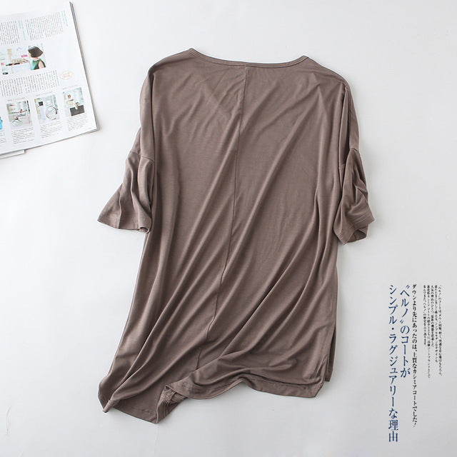 Casual Women's Solid Color Loose Basic T-Shirt