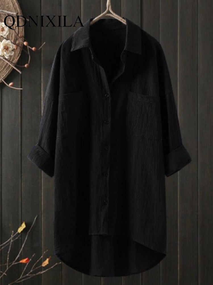 Casual Loose Cotton Linen Women's Shirt