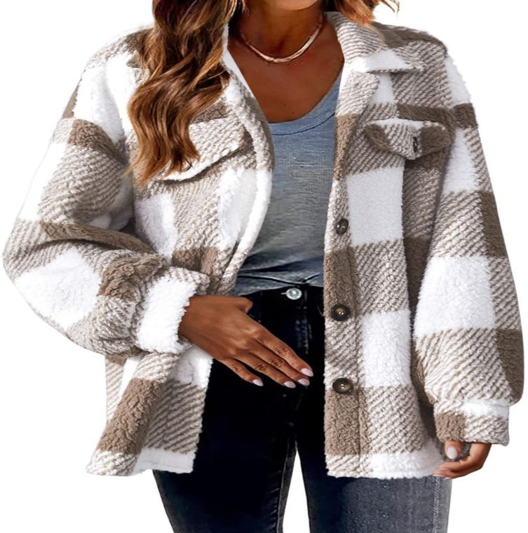 Plush Plaid Women's Thermal Plaid Pattern Jacket