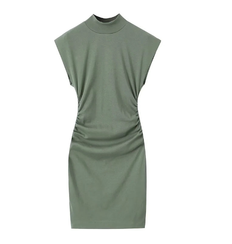 Autumn Women's Slim Fit Dress with Pleated Details