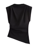 Sleeveless Top with Pleated Shoulder