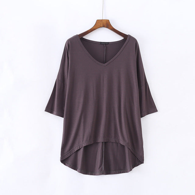 Casual Women's Solid Color Loose Basic T-Shirt