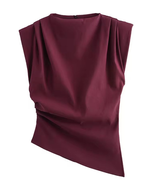 Sleeveless Top with Pleated Shoulder