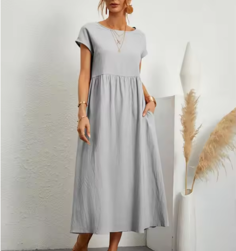 Sleeveless Cotton-Linen Pocket Dress