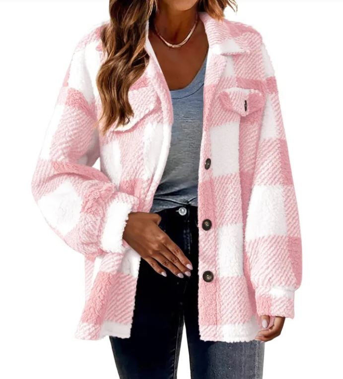 Plush Plaid Women's Thermal Plaid Pattern Jacket