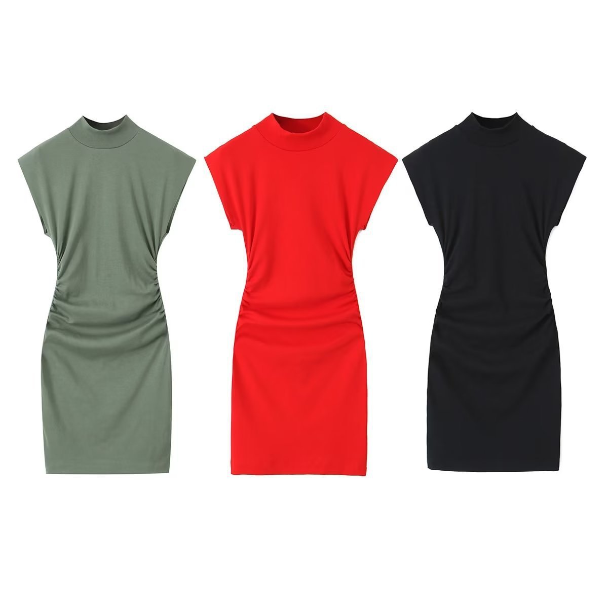 Autumn Women's Slim Fit Dress with Pleated Details
