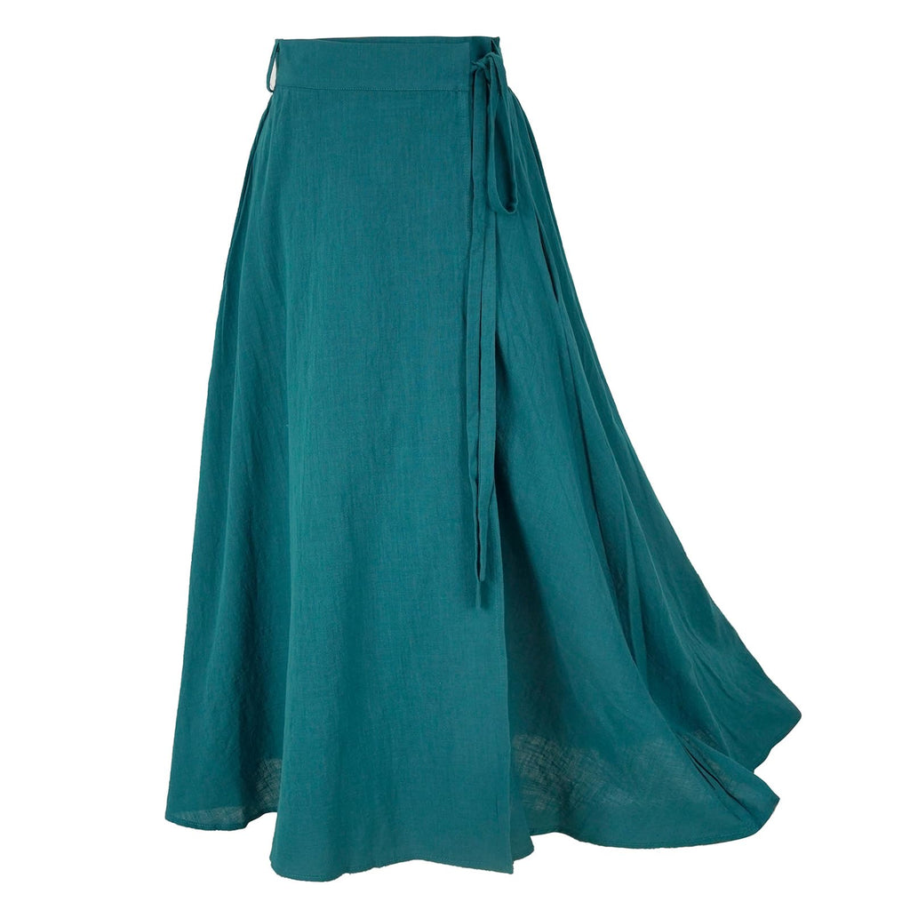Womens Linen Wrap Skirt Casual Maxi Skirt Vintage A line Linen Skirt(Z2973XGN4XL)