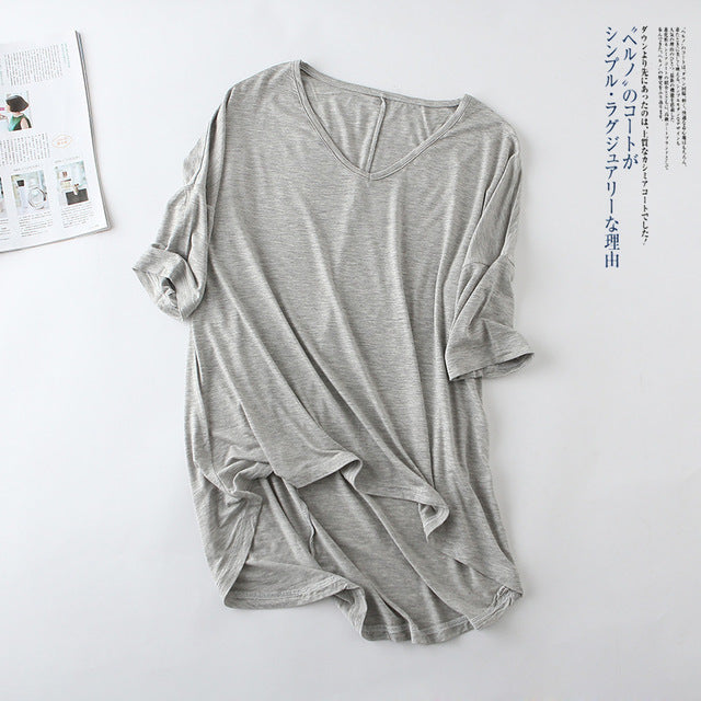 Casual Women's Solid Color Loose Basic T-Shirt