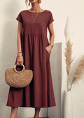 Sleeveless Loose Cotton Linen Dress