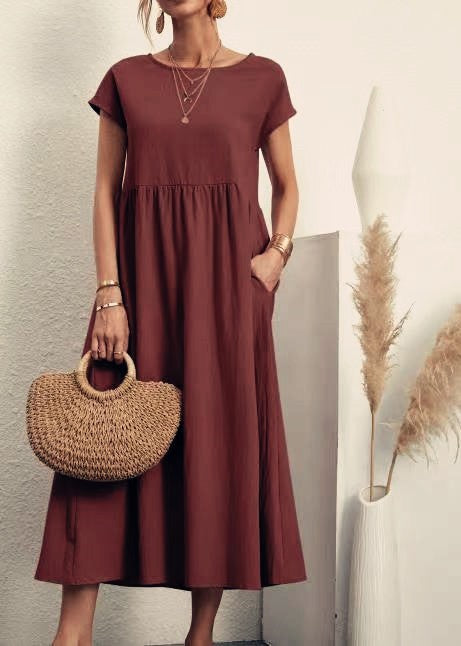 Sleeveless Loose Cotton Linen Dress
