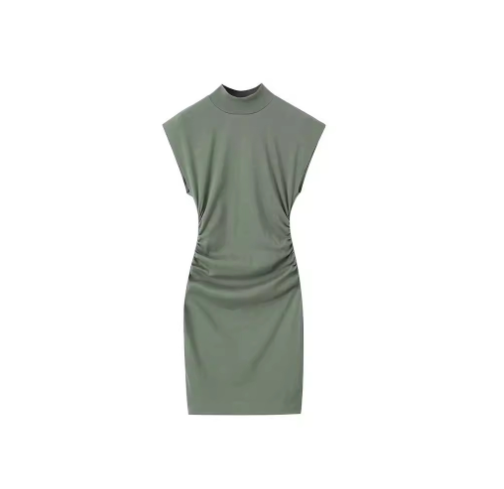 Autumn Women's Slim Fit Dress with Pleated Details