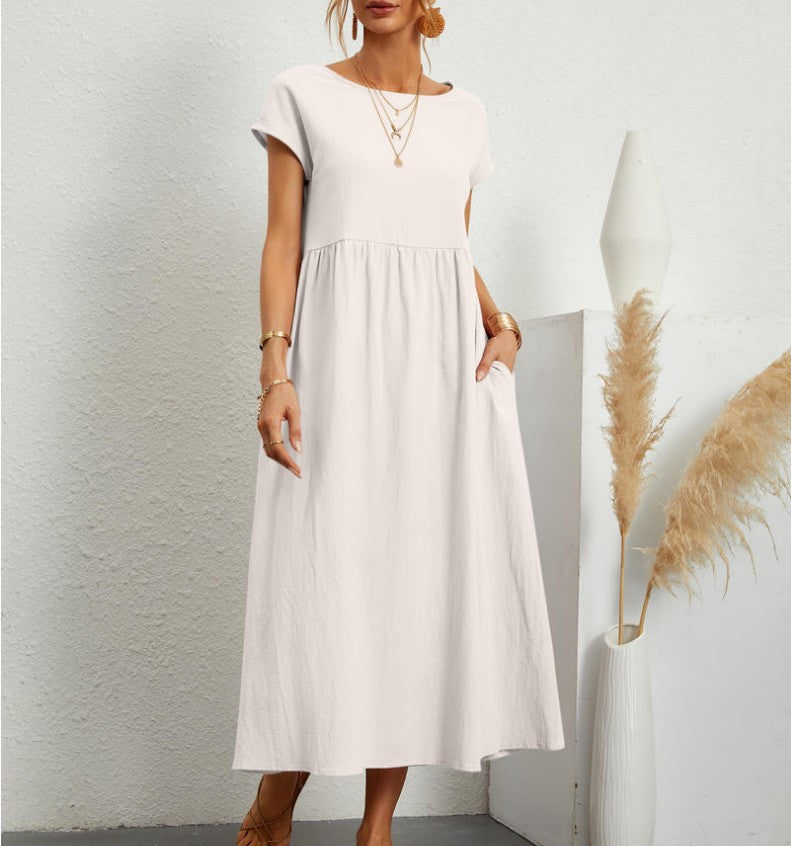 Sleeveless Loose Cotton Linen Dress