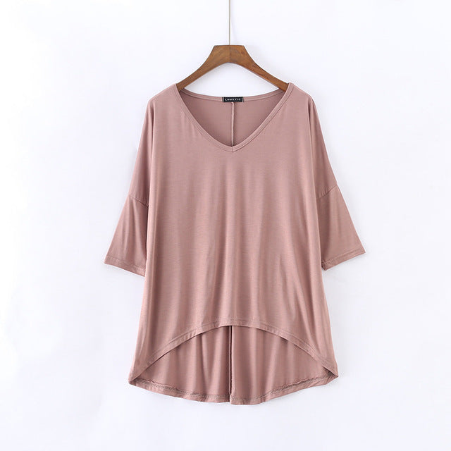 Casual Women's Solid Color Loose Basic T-Shirt