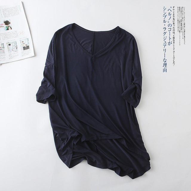 Casual Women's Solid Color Loose Basic T-Shirt