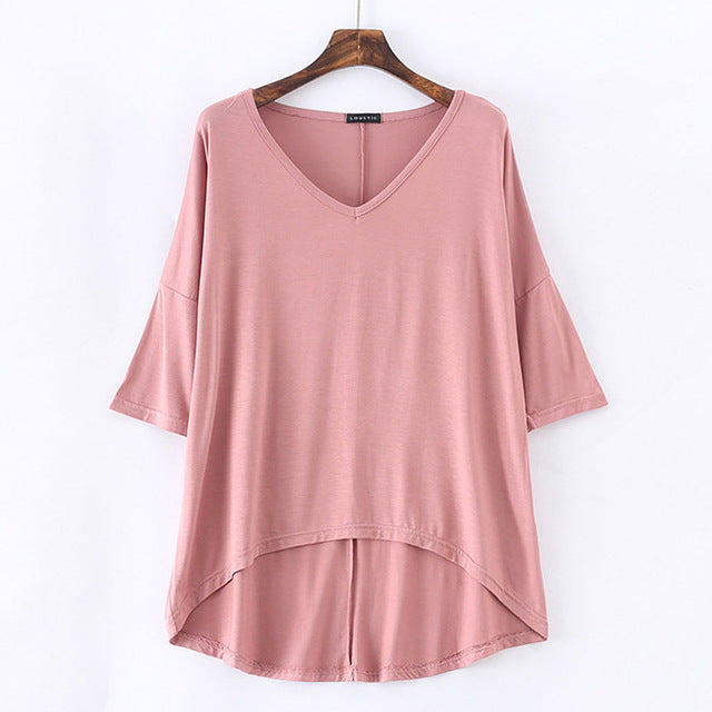 Casual Women's Solid Color Loose Basic T-Shirt